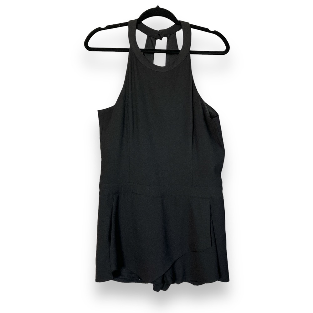 Romper Skort Tea & Cup Envelope front black Halter women’s size large